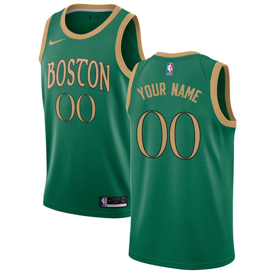 Men's Boston Celtics Custom #00 2019-20 Nike Green Swingman City Edition Jersey 2401VYJT